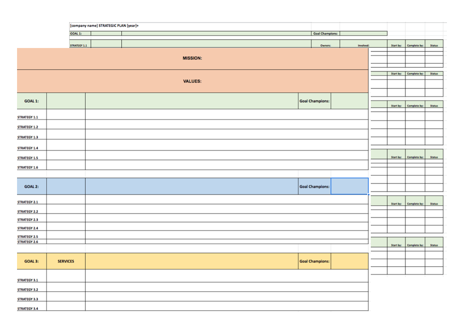 free excel templates for strategic planning